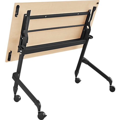 Mesa plegable Schäfer Shop Select con ruedas, rectangular, tubo cuadrado, ancho 1200 x fondo 600 x alto 720 mm, arce/negro