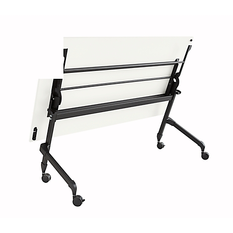 Mesa plegable Schäfer Shop Select con ruedas, rectangular, tubo cuadrado, ancho 1600 x fondo 600 x alto 720 mm, blanco/negro