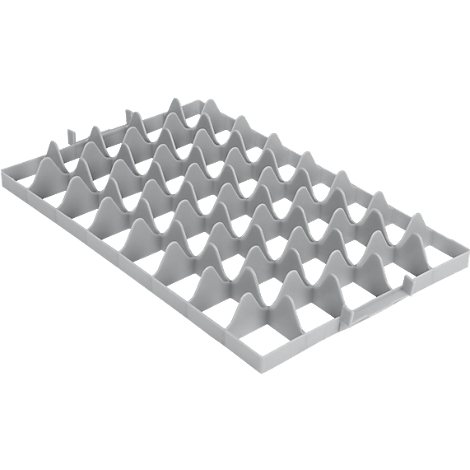 Light gray plastic grid with wavy dividers.