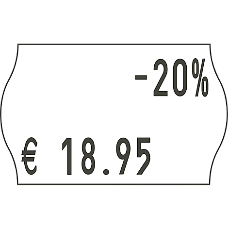 Prijskaartje met prijs € 18,95 en 20% korting.