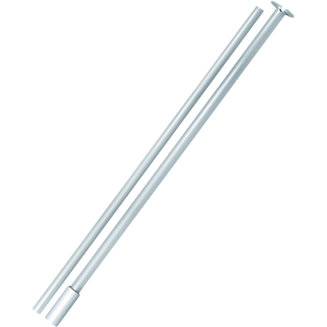 Twee zilveren staven, licht schuin, tegen een witte achtergrond. Een staaf heeft een ronde, platte punt.