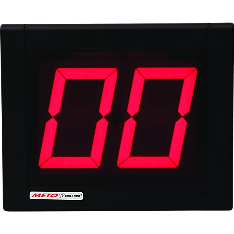 Affichage numérique noir avec chiffres rouges "00". Le logo "METO Tronic" est en bas.