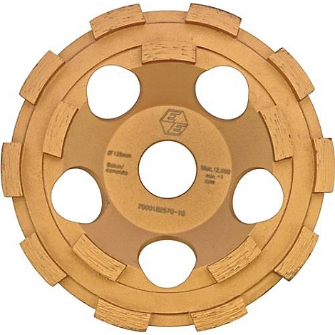 Disque de meulage circulaire avec segments et trous, lettrage.