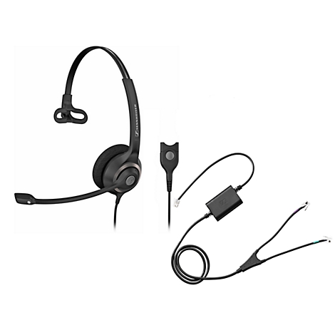Un casque noir avec microphone et accessoires sur fond blanc.