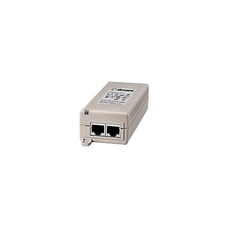 Appareil rÃ©seau rectangulaire gris avec deux ports RJ45.