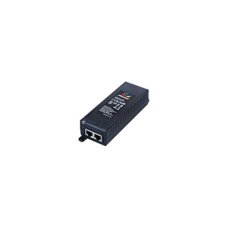 Schwarzes, rechteckiges Netzteil mit zwei Ethernet-AnschlÃ¼ssen.