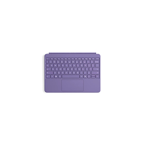 Clavier lilas avec touches carrées et un pavé tactile.