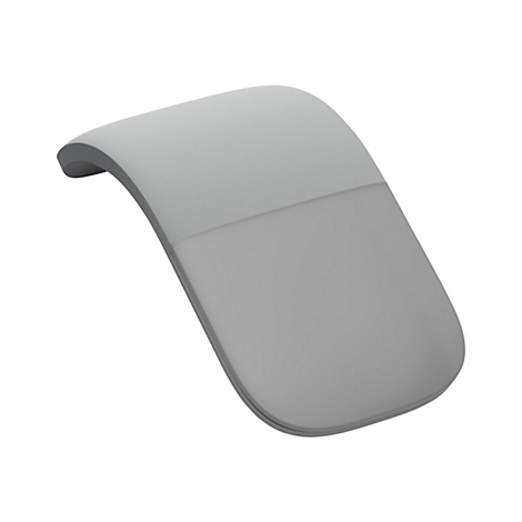 Souris d'ordinateur grise et incurvÃ©e avec un design plat. La souris a une forme concave et est lÃ©gÃ¨rement surÃ©levÃ©e.