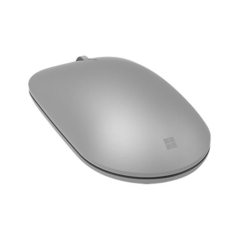 Souris sans fil grise avec logo Microsoft.