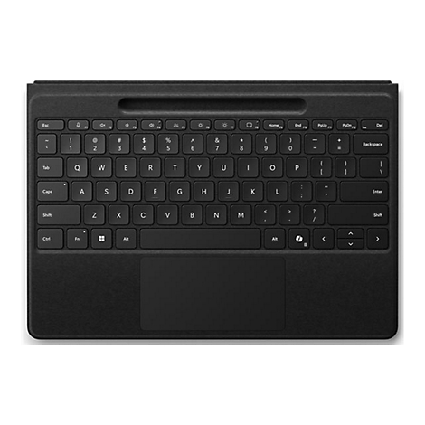 Schwarzes Tablet-Tastatur-Cover mit Touchpad in der Draufsicht auf weißem Hintergrund.