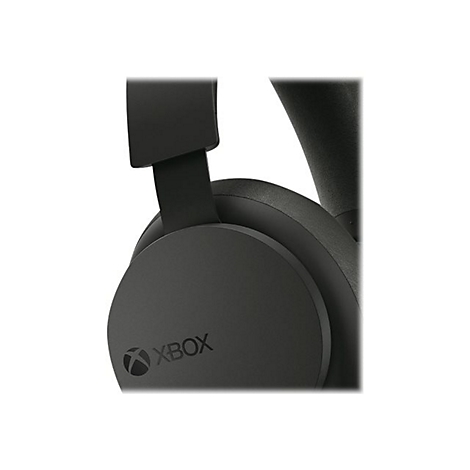 Gros plan d'un casque Xbox noir. Le logo Xbox est clairement visible.