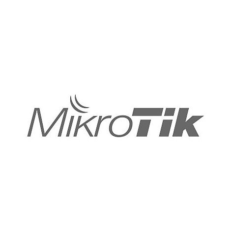 Graues Firmenlogo von MikroTik auf weißem Hintergrund.