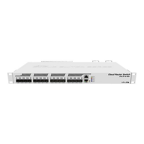 Weißer MikroTik Cloud Router Switch CRS317-1G-16S+ für Rackmontage mit 16 SFP+ Ports und einem Ethernet-Port.