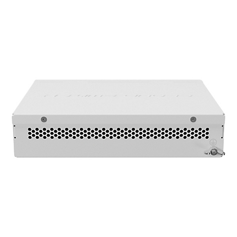 Weißes Cloud Switch Gehäuse mit Lüftungsschlitzen in Wabenmuster vor weißem Hintergrund.
