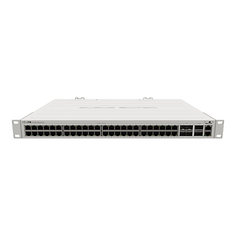 MikroTik Cloud Switch CRS354-48G-4S+2Q+ in weißer Gehäuseausführung mit zahlreichen Netzwerkanschlüssen.