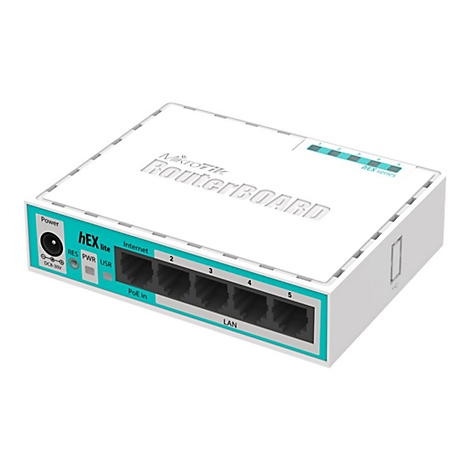 Ein weiÃŸes Routerboard mit tÃ¼rkisfarbenen Akzenten. Darauf befinden sich AnschlÃ¼sse fÃ¼r Internet und LAN.