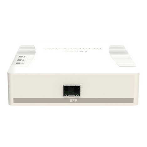 Ein weiÃŸer Router mit dem Label SFP. Das GerÃ¤t hat rechteckige Form und mehrere LÃ¼ftungsschlitze.