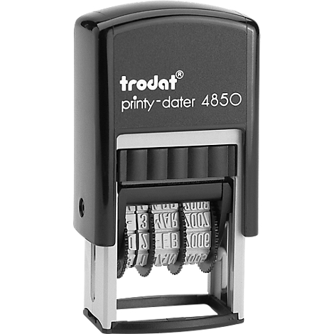 Black Trodat Printy-Dater 4850 stamp, with date display.