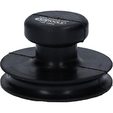 Schwarzer Saugnapf mit Griff, der auf einem weißen Hintergrund steht. Auf der Oberseite steht 'KS Tools'.