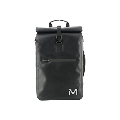 Sac à dos noir étanche avec fermeture à enroulement et logo M.