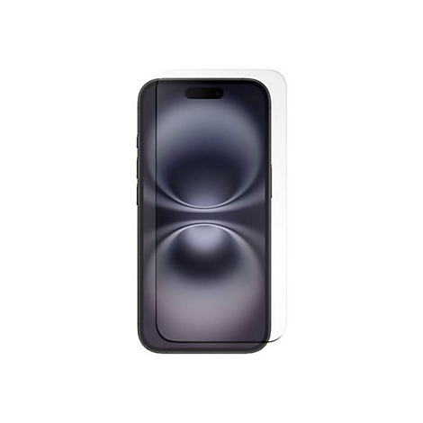 Smartphone mit aufgeklebter Schutzfolie, auf weißem Hintergrund.