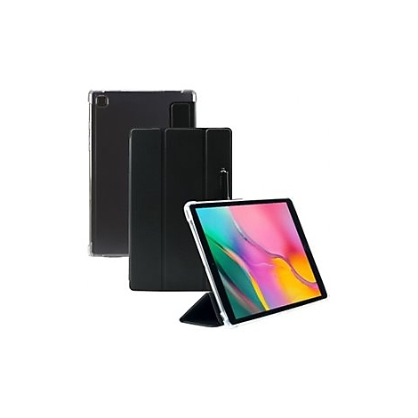 Drei Tablet-Hüllen vor weißem Hintergrund. Eine Tablet-Hülle mit Tablet, zwei weitere Hüllen im Hintergrund.