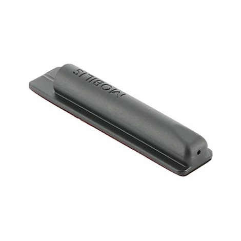 Grauer, länglicher Mobilis-Halter mit Klebestreifen und der Aufschrift "MOBILIS".