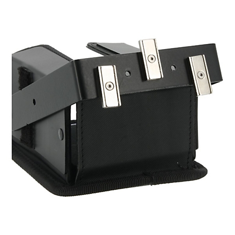 Support de caméra noir avec clips métalliques. Vue détaillée du produit.