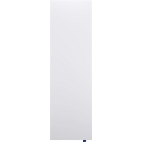 Un objeto blanco y rectangular con un pequeño detalle azul en la esquina inferior derecha.
