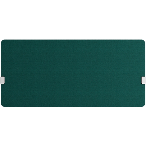 Rectangular, dark green mat. White elements are attached to the two short sides.