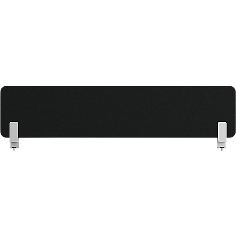 Black table panel with white brackets.