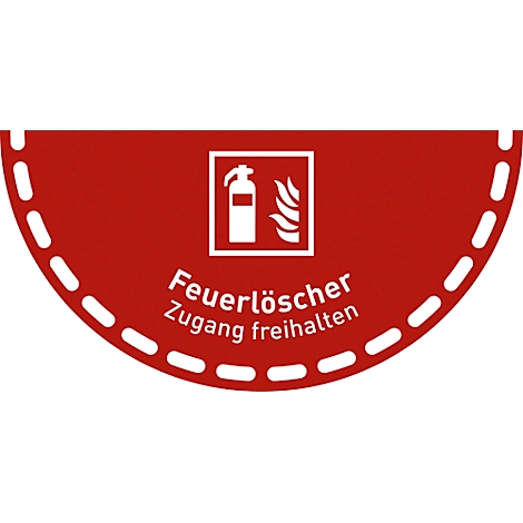 Autocollant rouge avec bordure blanche et texte : "Extincteur - maintenir l'accès".