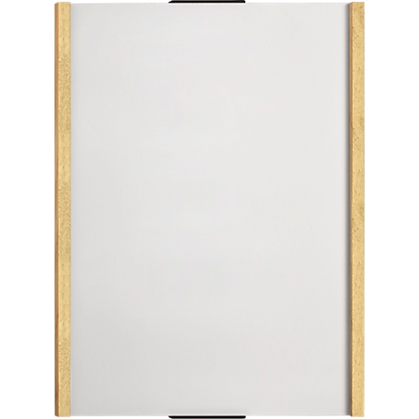 Tableau rectangulaire avec cadre en bois et support noir.
