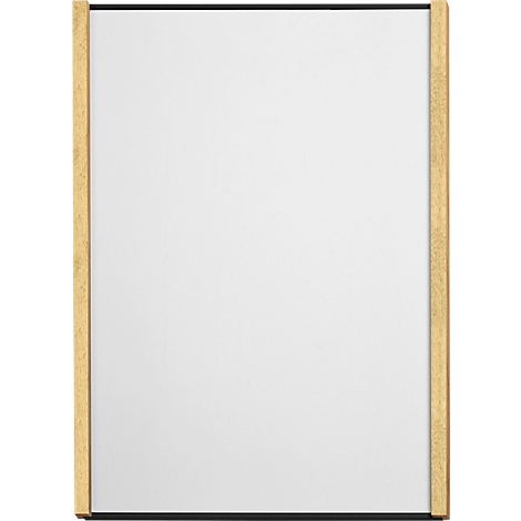 Cadre rectangulaire blanc avec des panneaux latéraux en bois et un cadre noir.