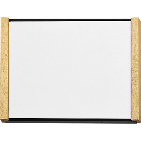 Tableau blanc rectangulaire avec cadre doré et fond noir.