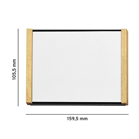 Miroir rectangulaire avec cadre en bois. Dimensions : 159,5 mm x 105,5 mm.