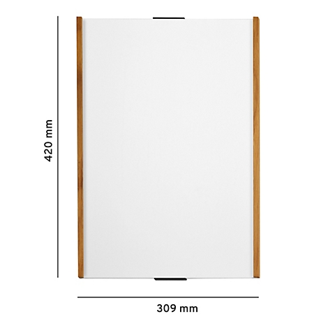 Rechthoekige spiegel met houten frame. Afmetingen: 420mm x 309mm.