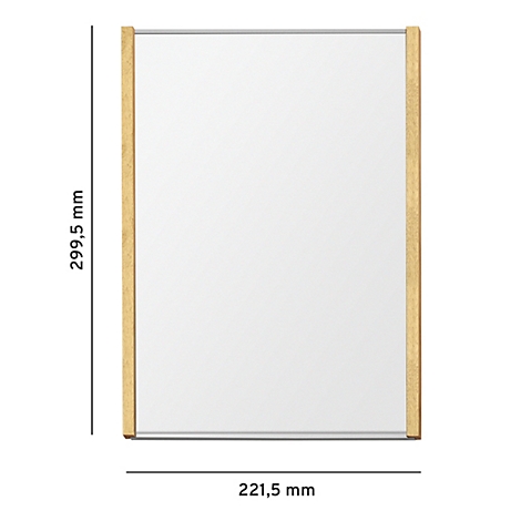 Rechthoekige spiegel met houten frame. Afmetingen: 299,5 mm x 221,5 mm.