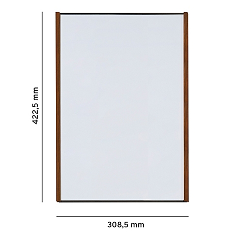 Rechteckiger Spiegel mit Holzrahmen. Maße: 422,5 x 308,5 mm.