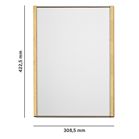 Miroir rectangulaire avec cadre en bois. Dimensions : 422,5 mm x 308,5 mm.