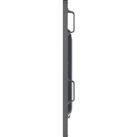 Poignée de porte métallique grise, avec deux boucles de poignée.