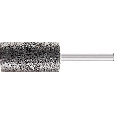 Cilindrische slijpkop met ruw oppervlak en metalen schacht.