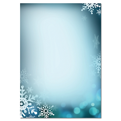 Blue background image with snowflake embellishments. A lighter area in the center is surrounded by a darker blue frame with glowing snowflakes.