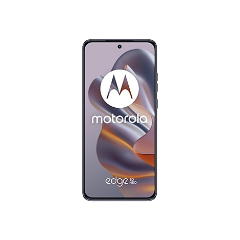 Motorola Edge 30 Neo Smartphone, Display mit Motorola-Logo, Hintergrund mit Farbverlauf.