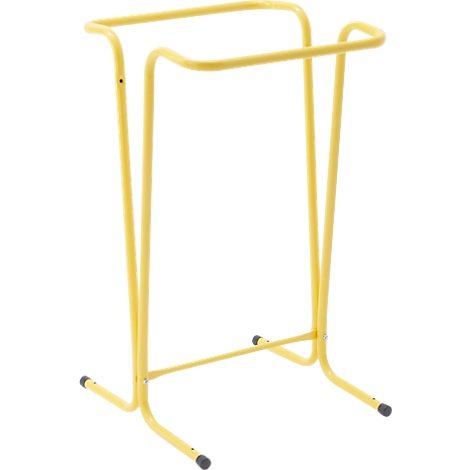 Gele metalen handdoekenrek, minimalistisch design, vrijstaand.