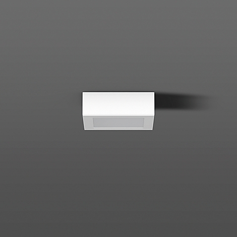 A white ceiling light with a rectangular light surface, on a gray background.