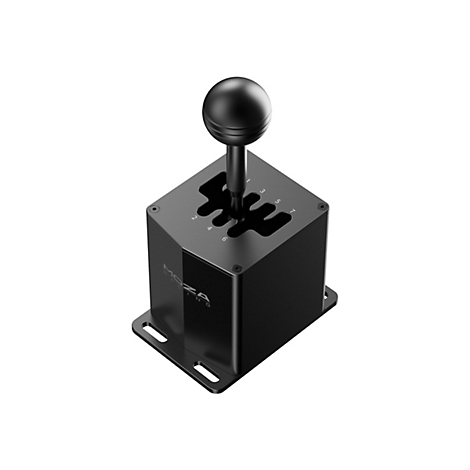 Schwarzer MOZA Racing Shifter mit Schaltknauf, Gängen 1 bis 7.
