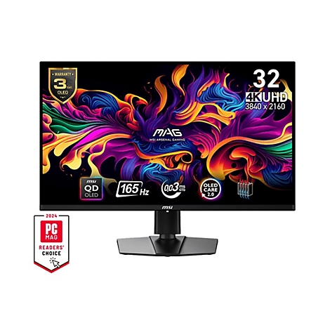 MSI 32-Zoll Gaming-Monitor mit 4K UHD, OLED-Display, 165Hz und 0,03ms Reaktionszeit.