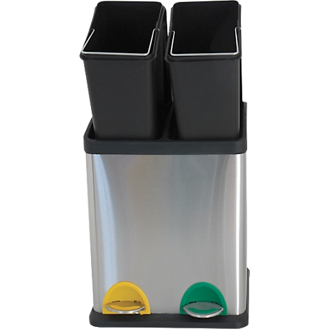 MSV poubelle en inox, 2 récipients de 8L chacun, mécanisme à pédale, poignée, pour l'intérieur et l'extérieur, inox