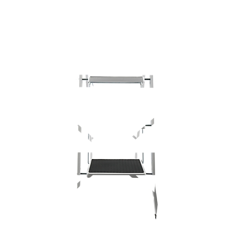 Un escabeau en métal, avec une surface noire et striée.